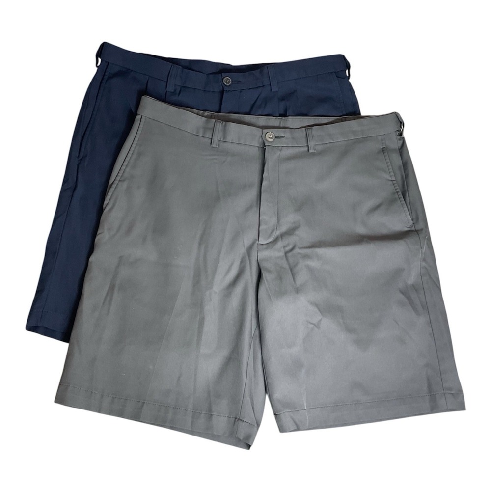 Mens Golf Shorts‎ Lot (2) Gray & Navy Blue Flat Front Casual Everyday